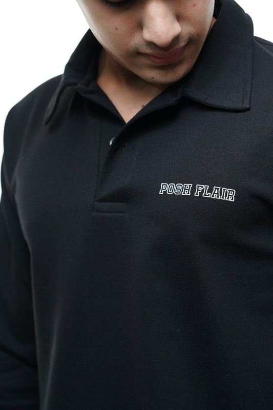 Men's Full Sleeve's Polo Rubber Print T-shirt