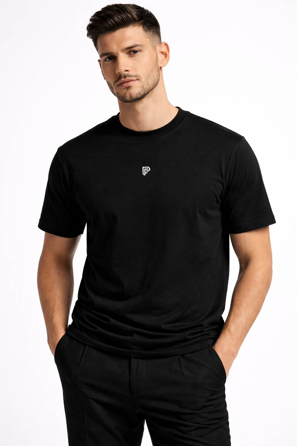 Black crew neck T-shirt