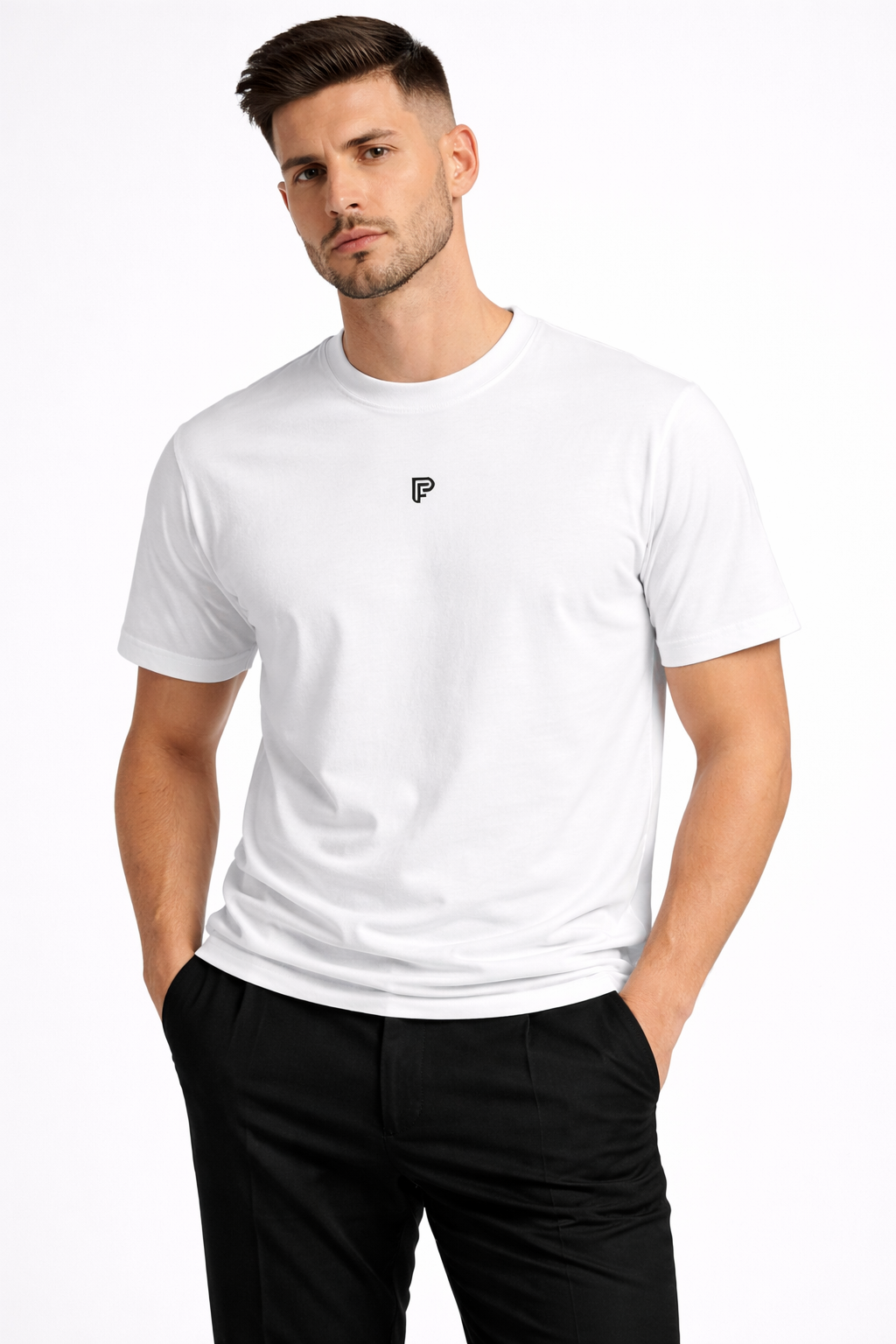 White crew neck T-shirt