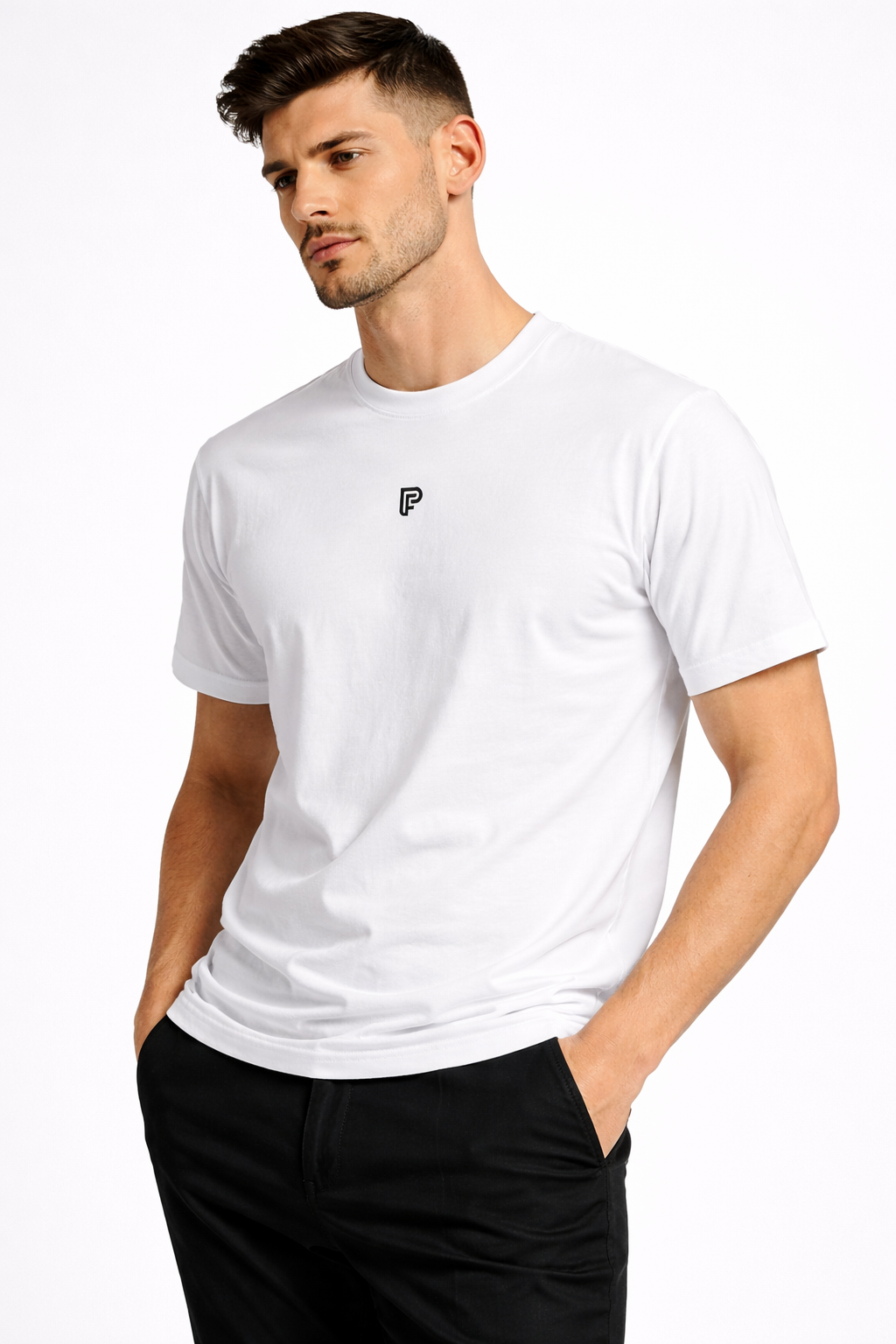 White crew neck T-shirt