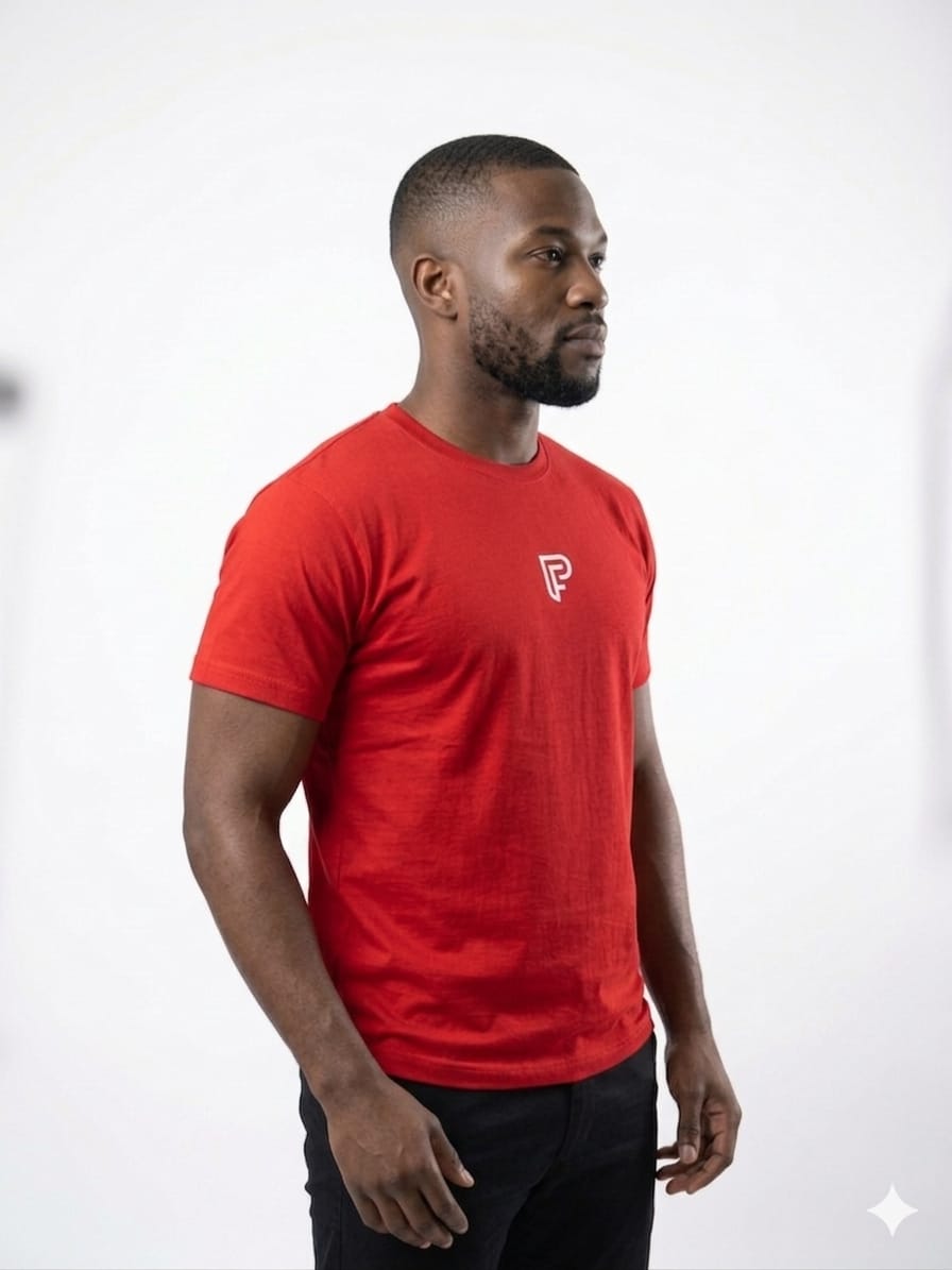 Red crew neck