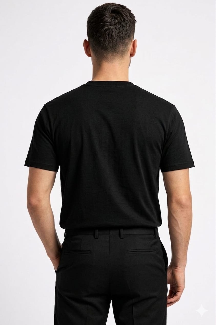 Black crew neck T-shirt